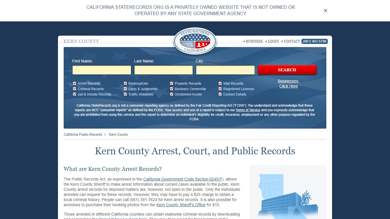 Kern County Arrest, Court, and Public Records